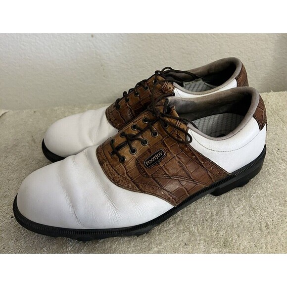 Dryjoy Men\'s Golf Shoes 9 1/2W 53712 E.C.L Leather System White And Brown main image 7
